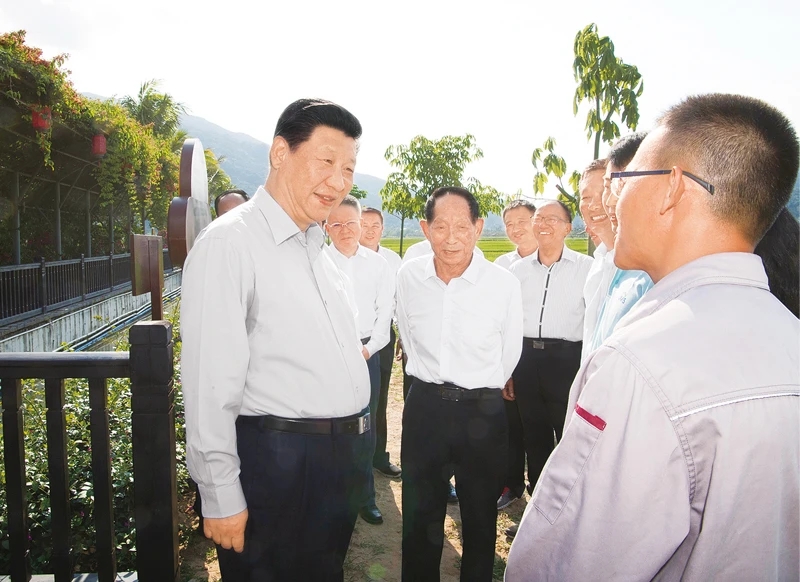 2018年4月11日至13日,,中共中央總書記,、國(guó)家主席、中央軍委主席習(xí)近平在海南考察,。這是4月12日下午,,習(xí)近平在國(guó)家南繁科研育種基地同袁隆平院士等農(nóng)業(yè)科技人員親切交談,了解水稻育制種產(chǎn)業(yè)發(fā)展和推廣情況,?!⌒氯A社記者 李學(xué)仁/攝
